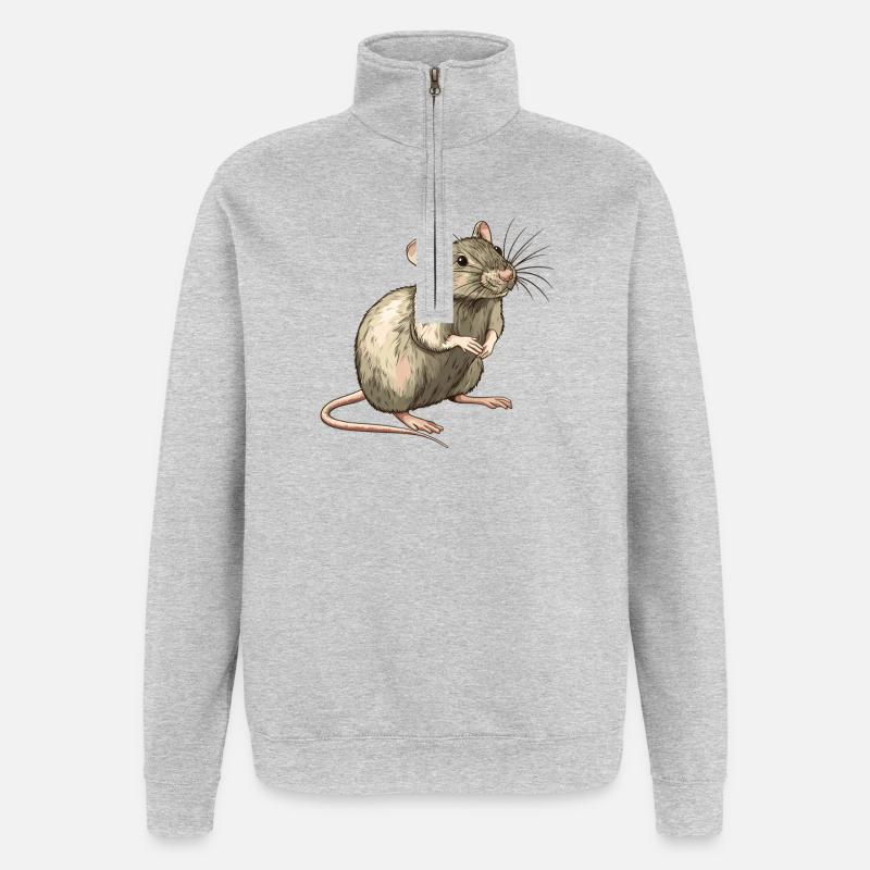 Ratten Ratte - Quarter-Zip-Sweatshirt - Grau meliert