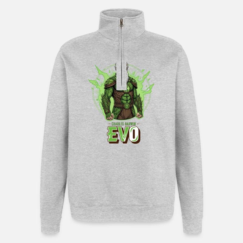 Evo Darwin Grüner Held - Quarter-Zip-Sweatshirt - Grau meliert