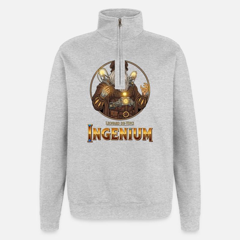 Ingenium Léonardo: Sorcier Steampunk - Sweat à zip 1/4 - gris chiné