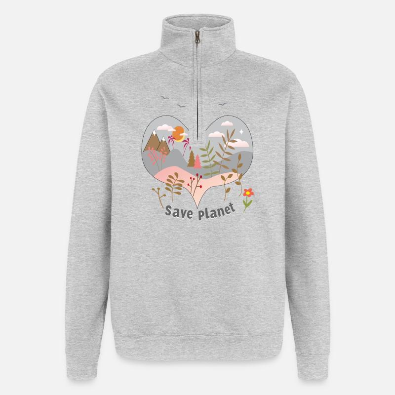 save planet - Quarter-Zip-Sweatshirt - Grau meliert