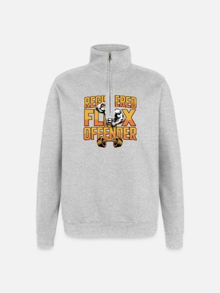 Registered Flex Offender - Funny Gym Tshirt - Quarter-Zip Sweatshirt - heather grey