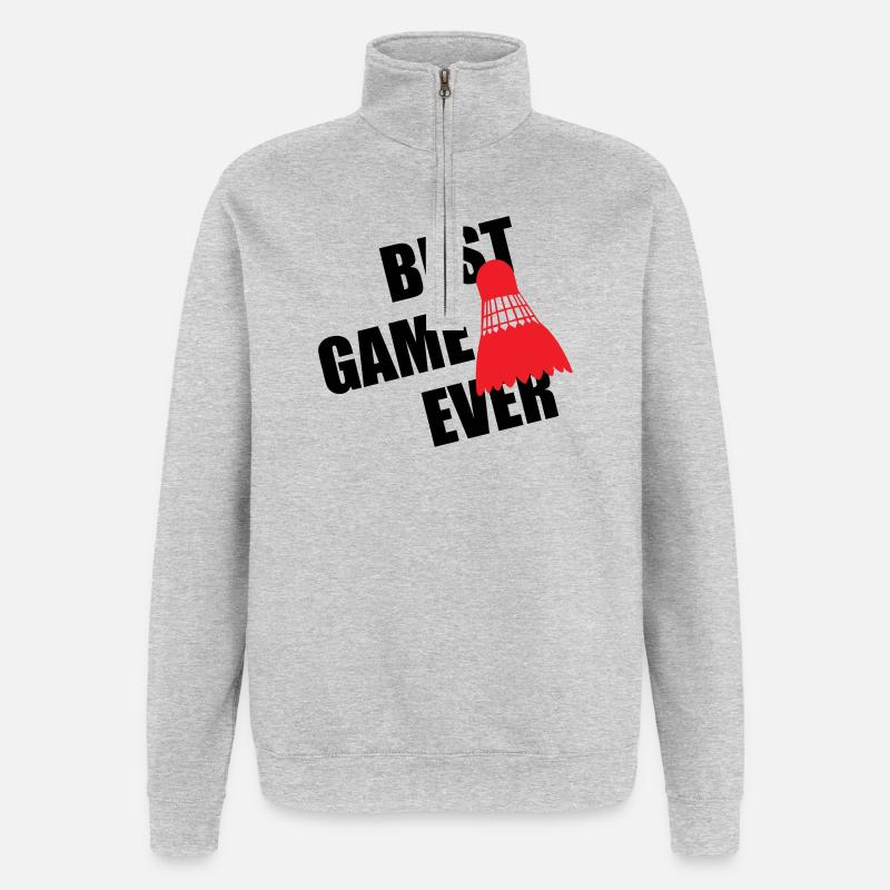 Badminton Best Game Ever - Sweat à zip 1/4 - gris chiné