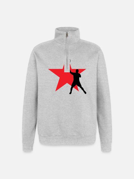Badminton - Sport - Racket - Quarter-Zip Sweatshirt - heather grey