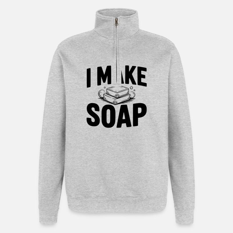 Je fais du savon - Sweat à zip 1/4 - gris chiné