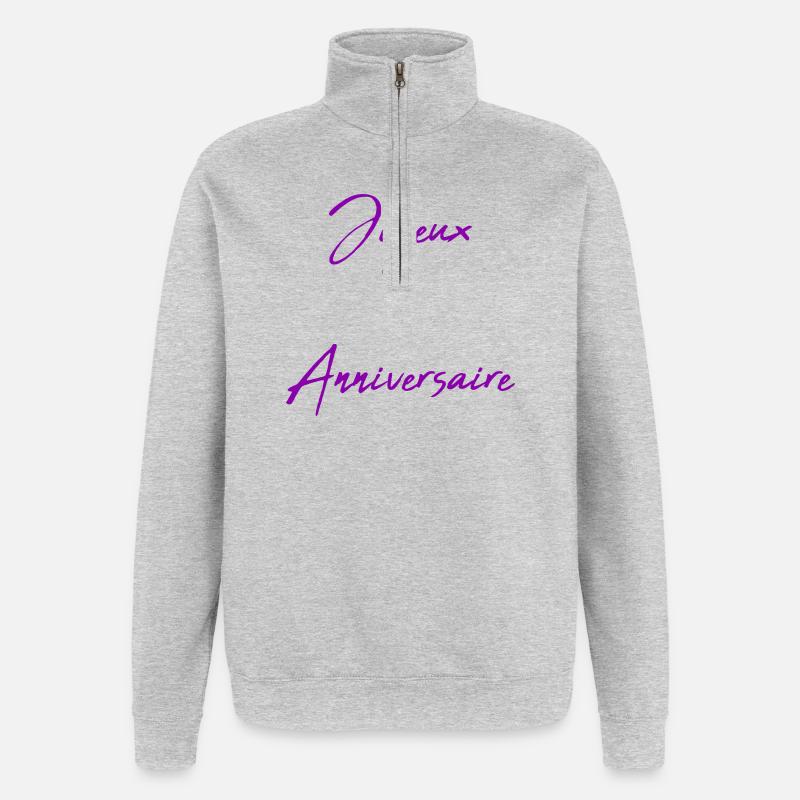 SAINT VALENTIN. JOYEUX ANNIVERSAIRE - Sweat à zip 1/4 - gris chiné