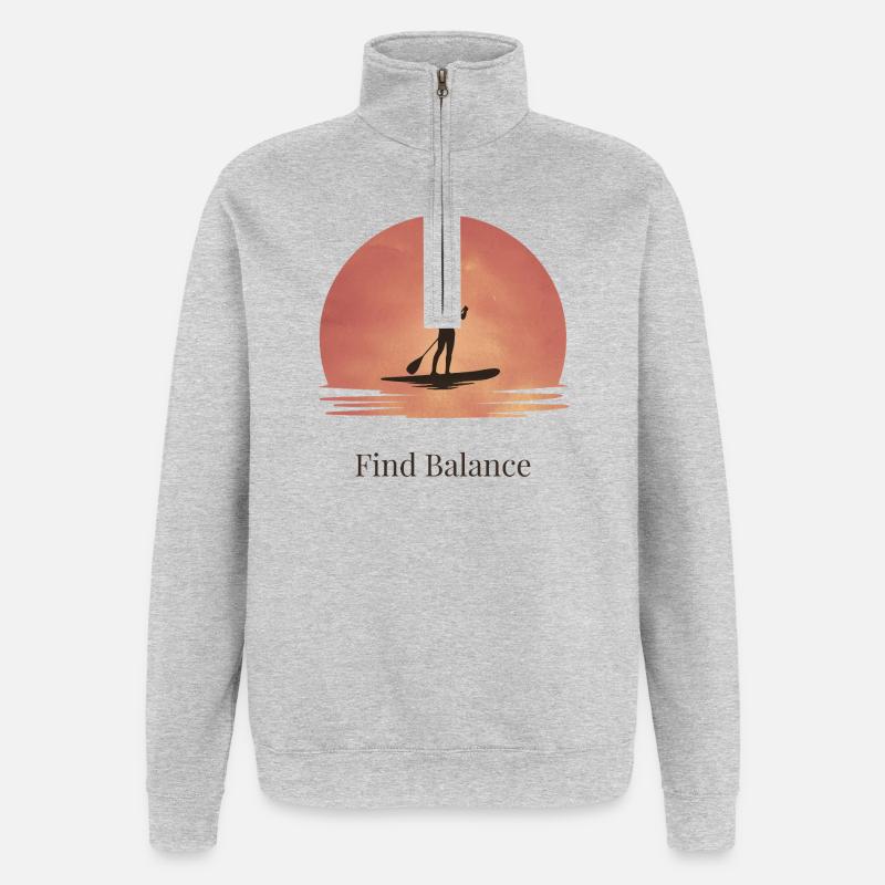 Sunset SUP – Tranquillité sur l’eau - Sweat à zip 1/4 - gris chiné