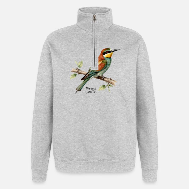 Guêpier d’Europe, illustration Merops apiaster - Sweat à zip 1/4 - gris chiné