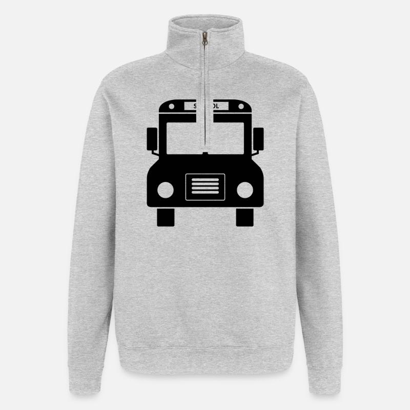 Devant du bus scolaire - Sweat à zip 1/4 - gris chiné