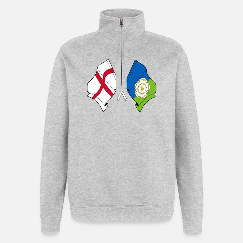 East Riding traversé avec drapeau anglais - Sweat à zip 1/4 - gris chiné
