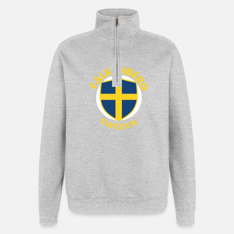 Falkenberg-Schild Schweden - Quarter-Zip-Sweatshirt - Grau meliert