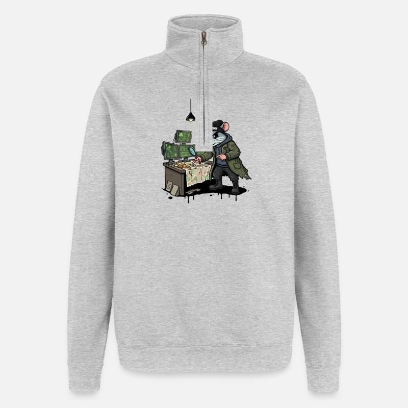 Hacker Rat Detective Deep-State Tracking - Quarter-Zip Sweatshirt - heather grey