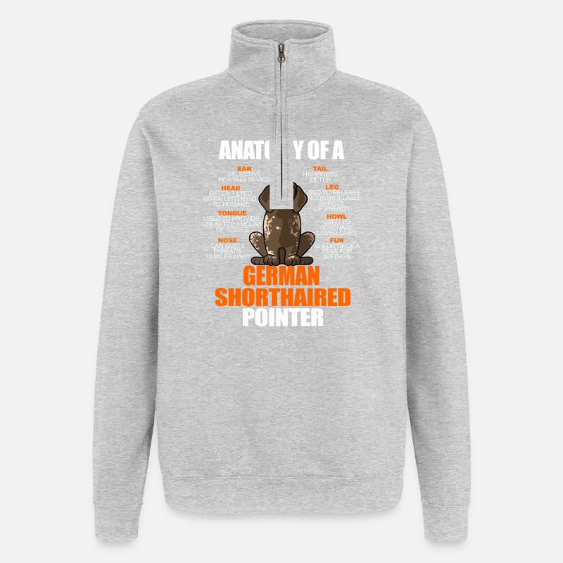 Anatomie eines Deutschen Kurzhaar-Pointers Lustiges GSP - Quarter-Zip-Sweatshirt - Grau meliert