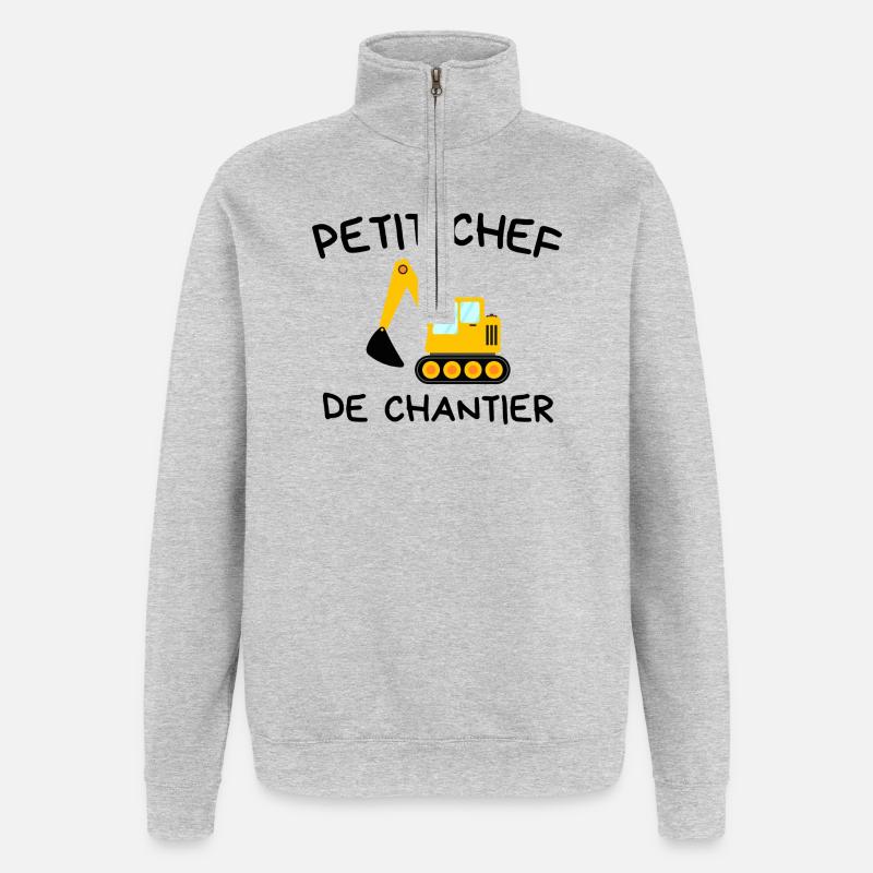 Small Construction Manager Construction Excavator - Sweat à zip 1/4 - gris chiné