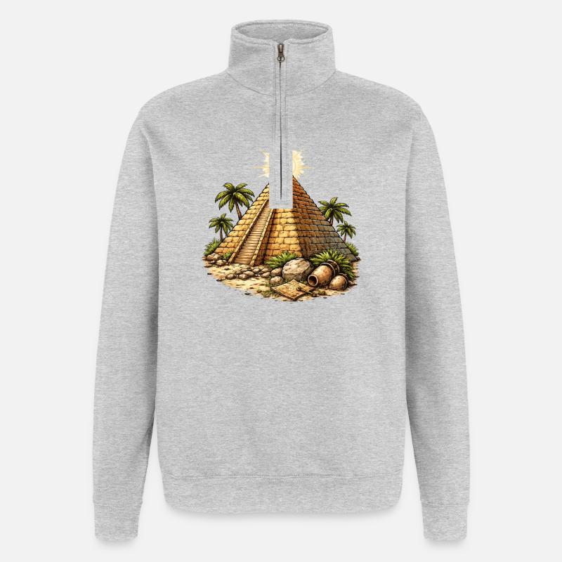 Pyramid Temple - Quarter-Zip Sweatshirt - heather grey