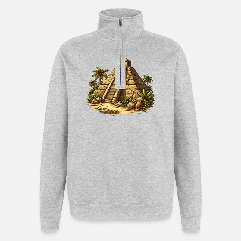 Pyramide Tempel - Quarter-Zip-Sweatshirt - Grau meliert