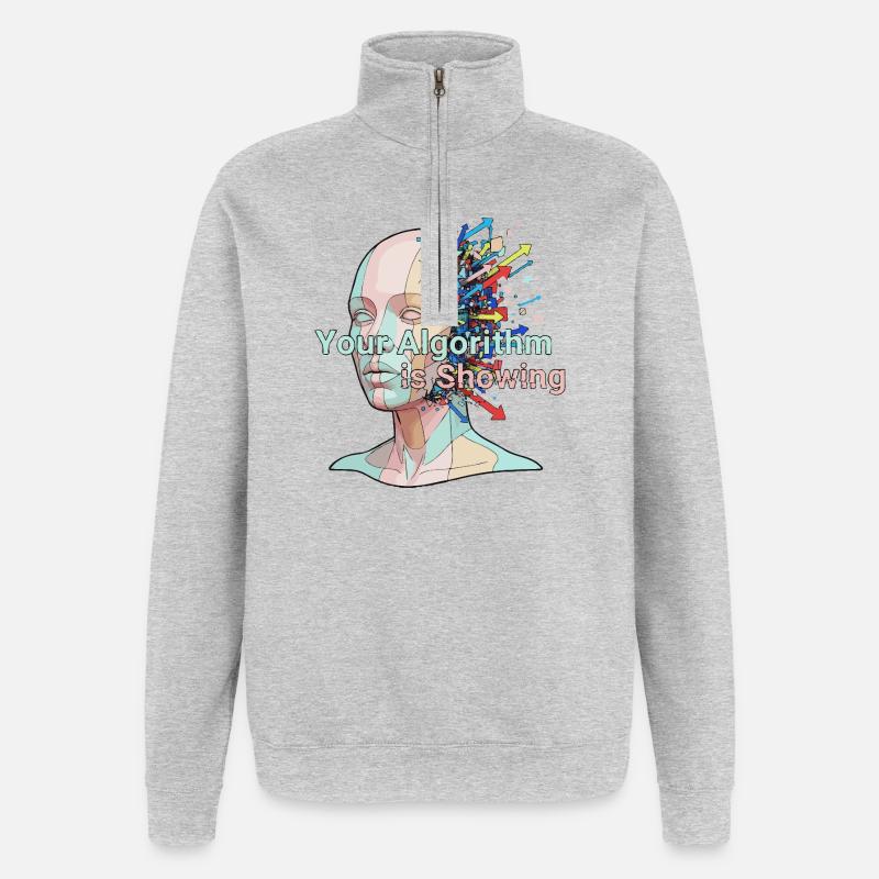 Dein Algorithmus zeigt es an - Quarter-Zip-Sweatshirt - Grau meliert