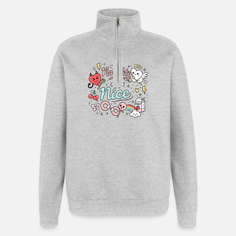 Déclaration de Gribouillis Espiègle Mais Espiègle - Sweat à zip 1/4 - gris chiné