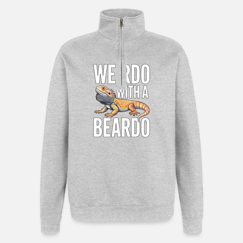 Weirdo mit Bartkind - Quarter-Zip-Sweatshirt - Grau meliert