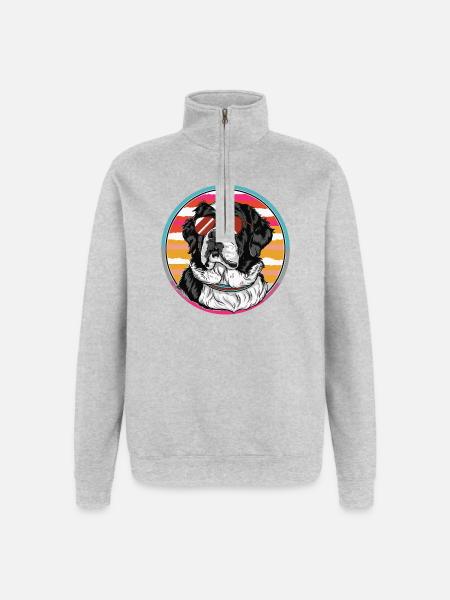 Sun dog in retro summer - Quarter-Zip Sweatshirt - heather grey