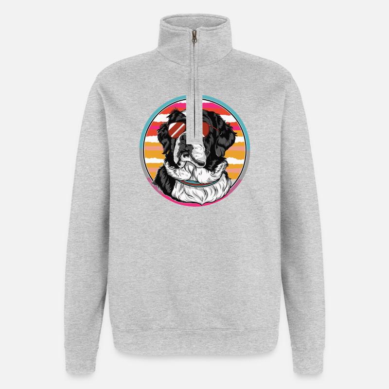 Sun dog en été rétro - Sweat à zip 1/4 - gris chiné