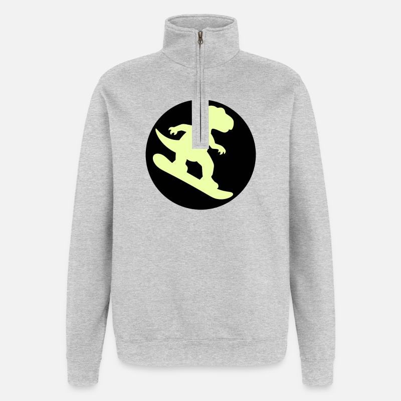 Kinder Snowboard Dinosaurier - Quarter-Zip-Sweatshirt - Grau meliert