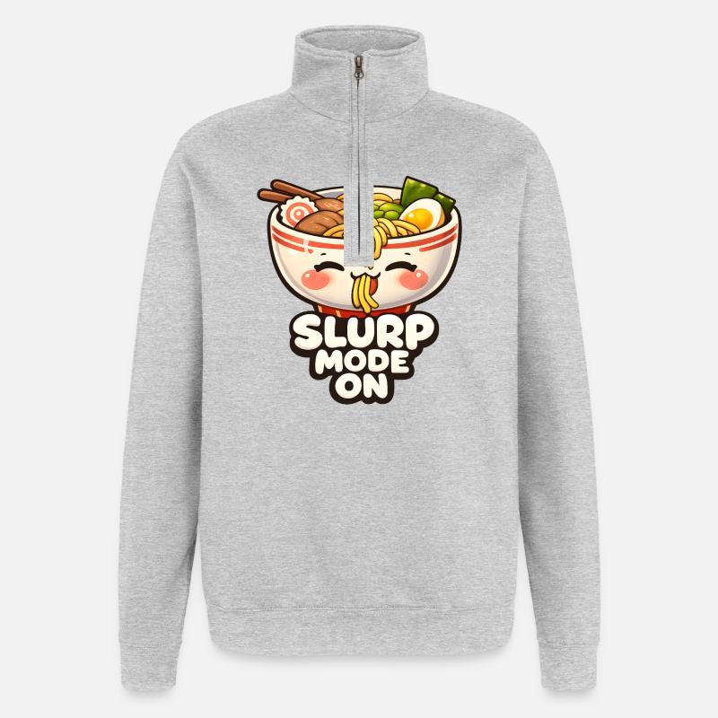 Mode Aspiration de Ramen Activé - Sweat à zip 1/4 - gris chiné