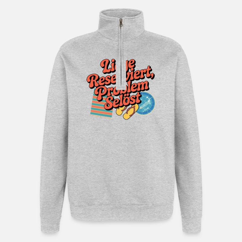 Lounger Reserved Problem solves funny beach - Quarter-Zip Sweatshirt - heather grey