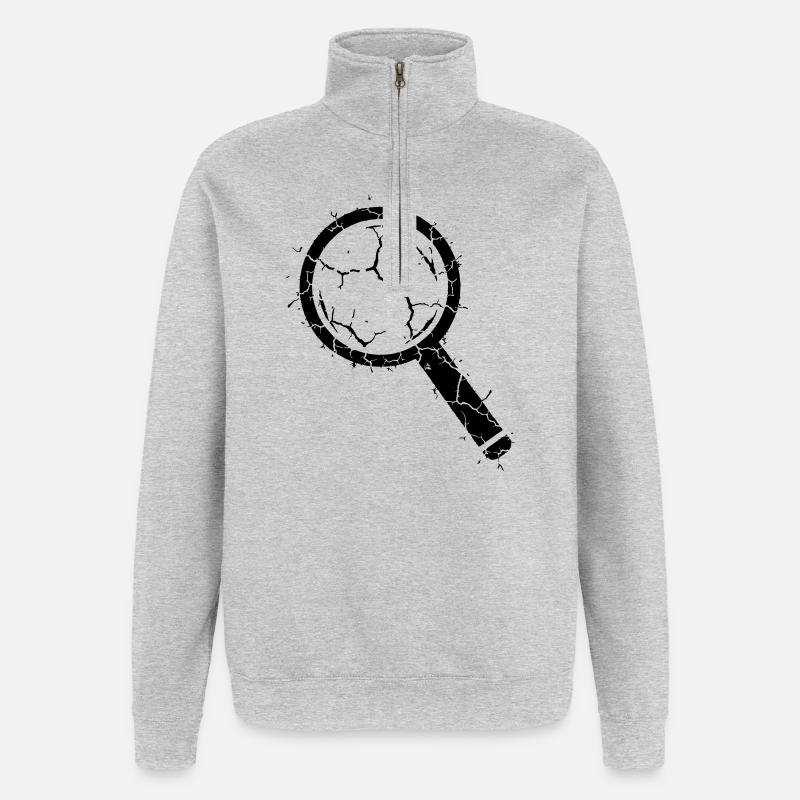 Zerbrochene Lupe Splitter Glas Vektor - Quarter-Zip-Sweatshirt - Grau meliert
