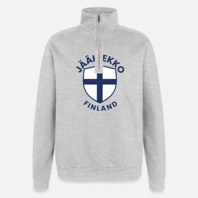Bouclier de Finlande de Jäähockey - Sweat à zip 1/4 - gris chiné