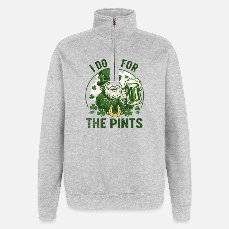 Leprechaun Pints Feier - Quarter-Zip-Sweatshirt - Grau meliert