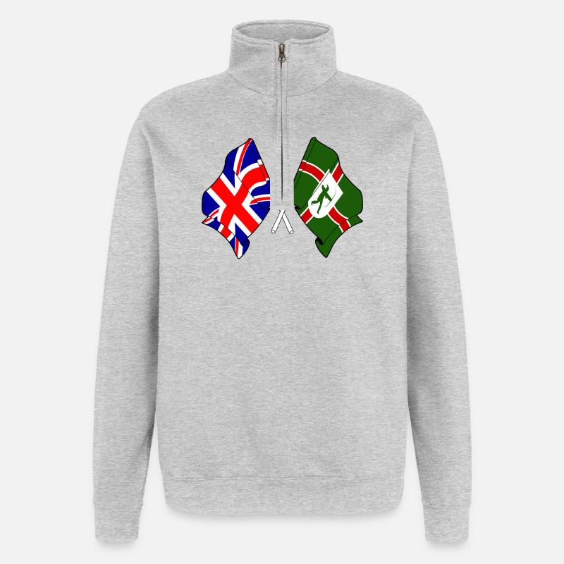 Drapeaux du Nottinghamshire et du Royaume-Uni - Sweat à zip 1/4 - gris chiné