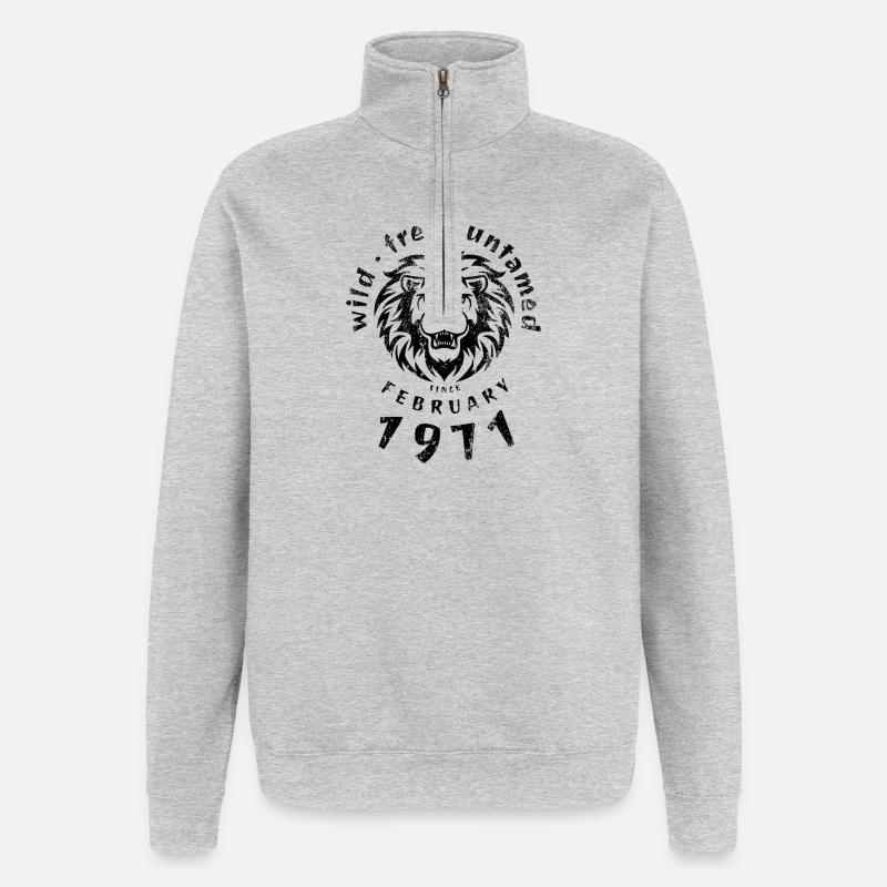Sauvages, libres et indomptés depuis 02/1971 - Sweat à zip 1/4 - gris chiné