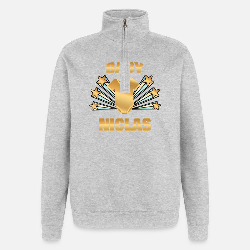 Nicolas - Sweat à zip 1/4 - gris chiné