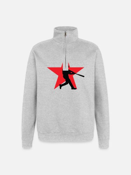 Baseball – Sport - Quarter-Zip-Sweatshirt - Grau meliert