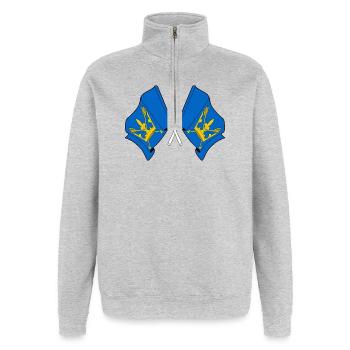Suffolk Flags Crossed - Quarter-Zip Sweatshirt - heather grey - Front - AI Model Female 172 light (172cm) & AI Model Male 178 dark (178cm)