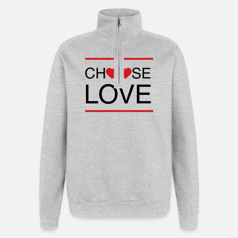 ChoisisAimer - Sweat à zip 1/4 - gris chiné