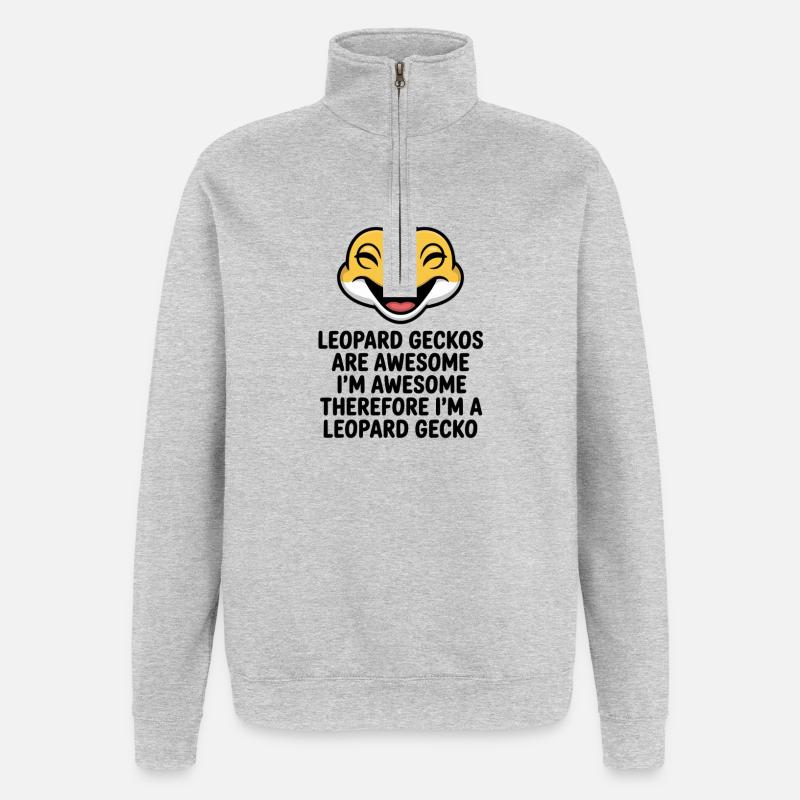 Mascotte joyeuse de Leopardgecko rit - Sweat à zip 1/4 - gris chiné