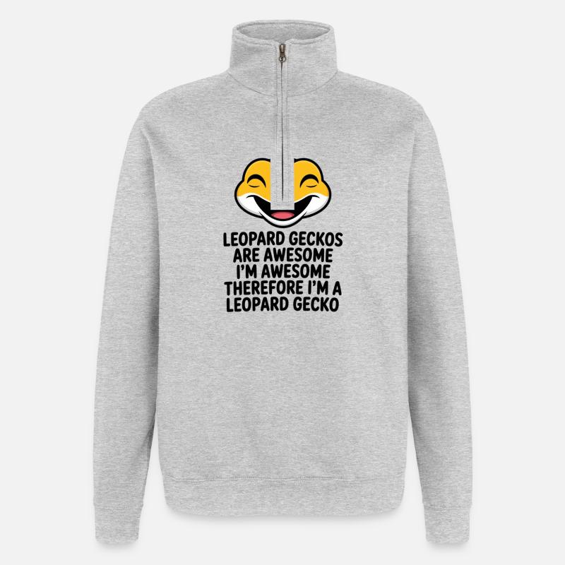 Illustrations du rire du gecko léopard - Sweat à zip 1/4 - gris chiné