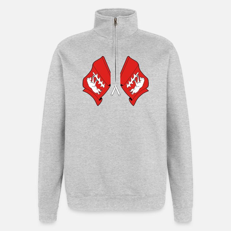 Two Crossed Warwickshire Flags - Quarter-Zip Sweatshirt - heather grey