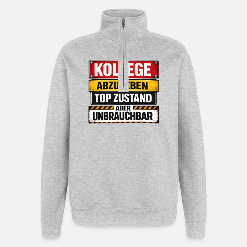 Collègue quitte ses fonctions - Sweat à zip 1/4 - gris chiné