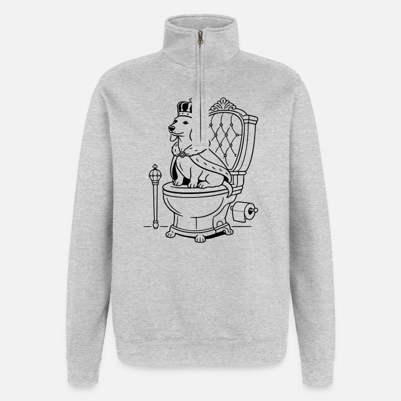 dackel thron toilette line art - Quarter-Zip-Sweatshirt - Grau meliert