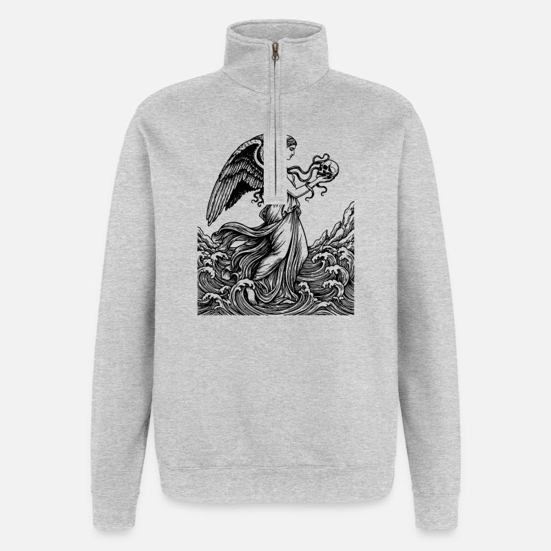 Griechische Goodess mit Totenschädel - Quarter-Zip-Sweatshirt - Grau meliert