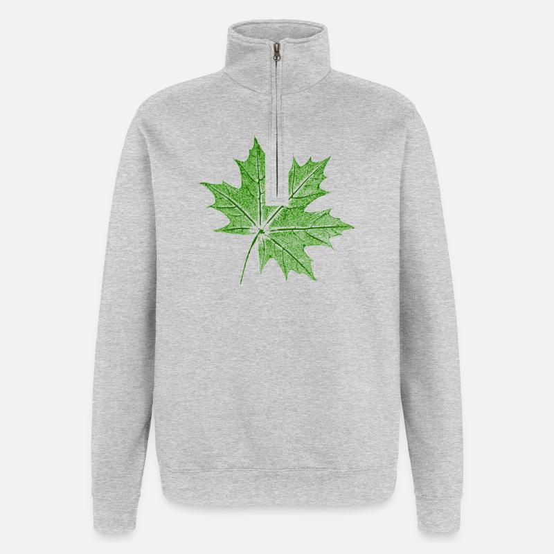 Leaf Maple / Maple Leaf - Quarter-Zip Sweatshirt - heather grey