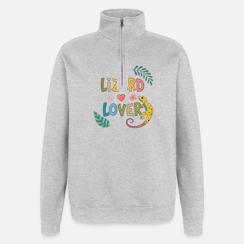 Lizard Lover — Couleurs tropicales - Sweat à zip 1/4 - gris chiné