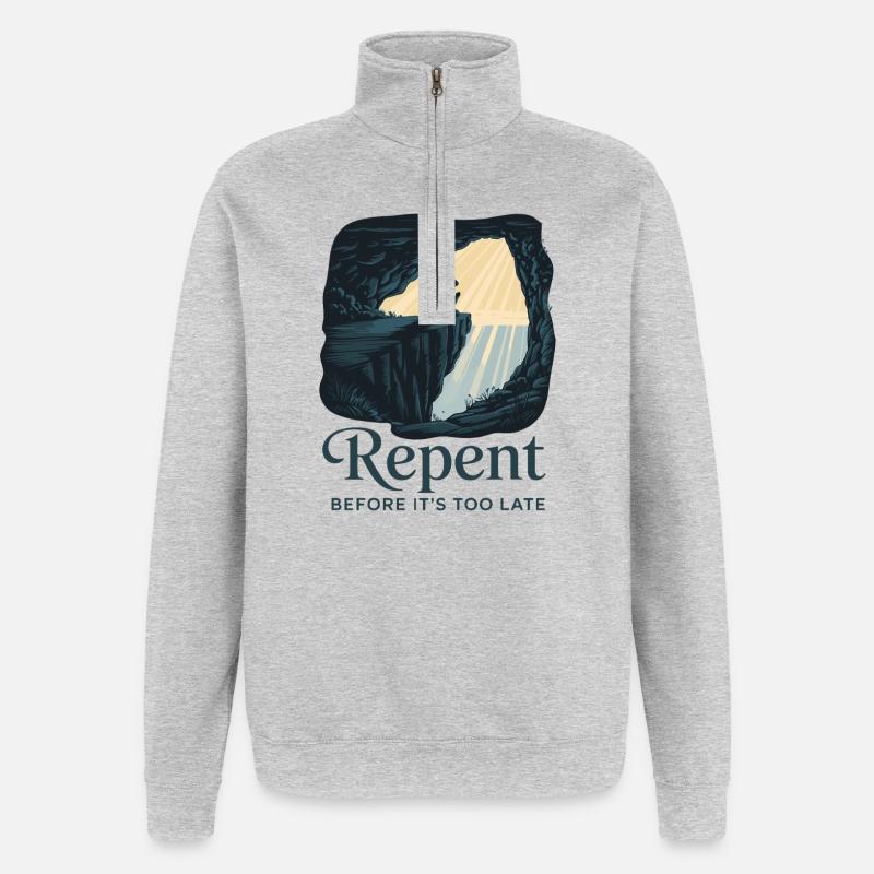 Repent Before It's Too Late - Quarter-Zip Sweatshirt - heather grey
