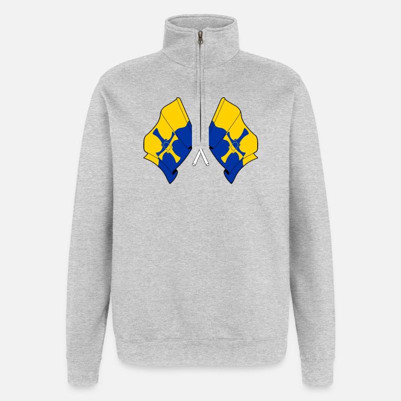 Two flags crossed – Durham - Quarter-Zip Sweatshirt - heather grey