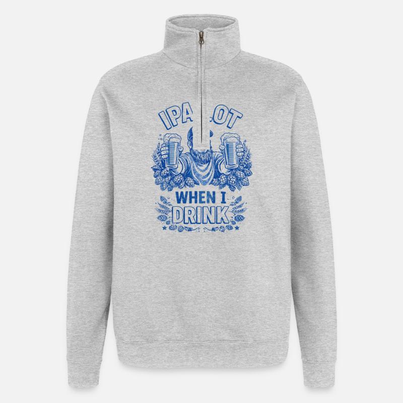 IPA Lot Prost Bearded Beer Drinker - Quarter-Zip Sweatshirt - heather grey