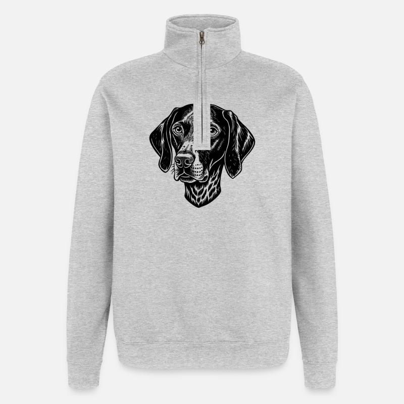 Pointer-Hund - Quarter-Zip-Sweatshirt - Grau meliert