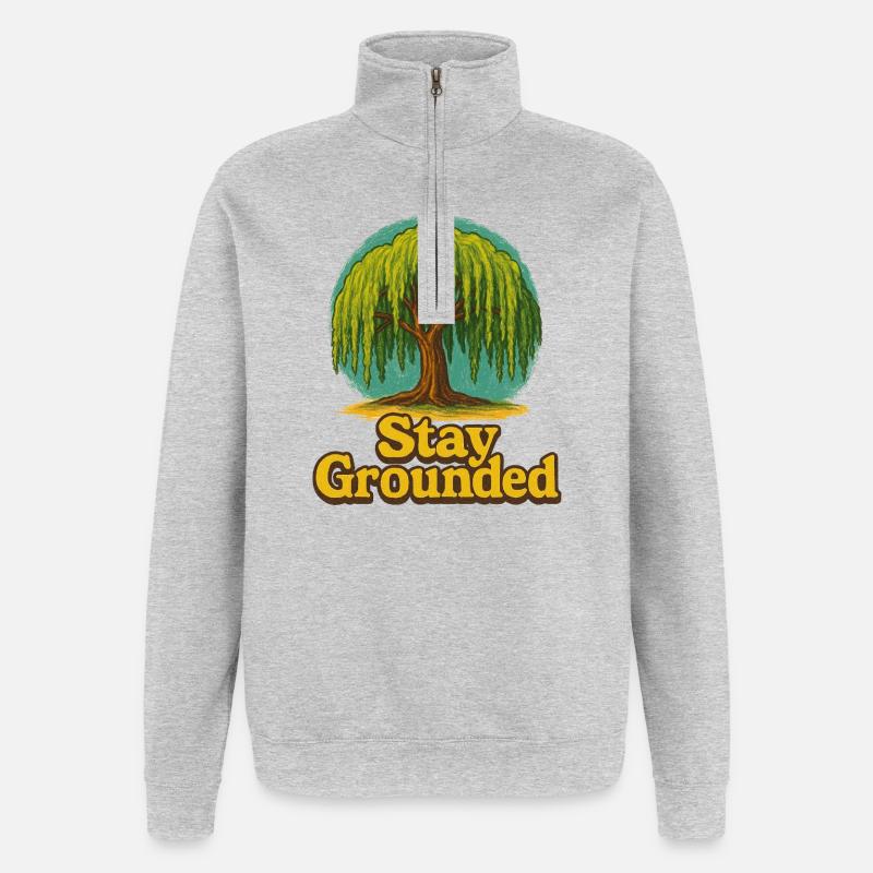 Stay Grounded Willow Tree - Quarter-Zip Sweatshirt - heather grey