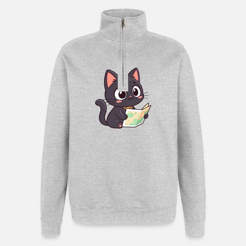 Reader and card chat - Quarter-Zip Sweatshirt - heather grey